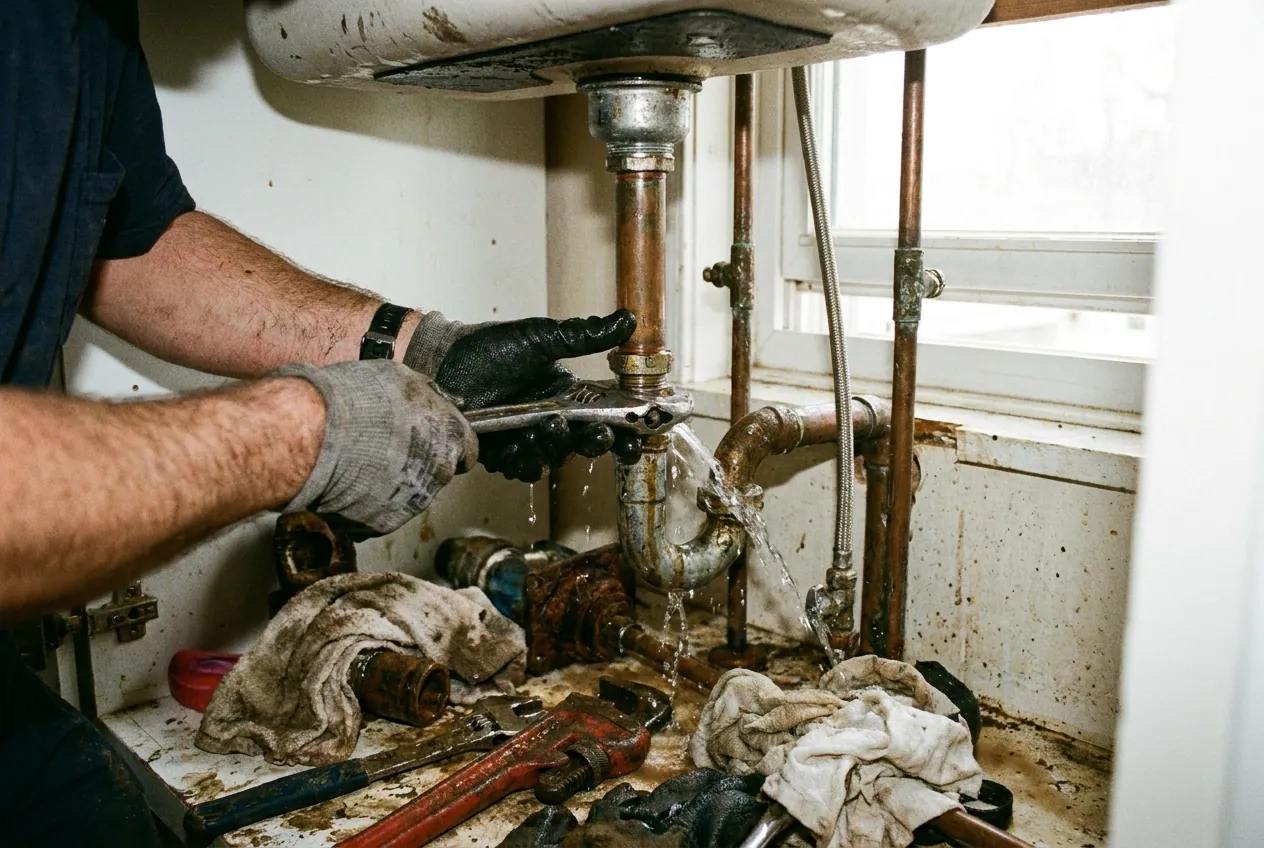 Robinet d'arrêt général d'eau dans un immeuble ancien de Paris 13e
